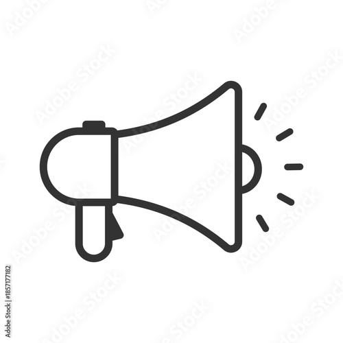Outline speaker megaphone icon isolated flat style design.