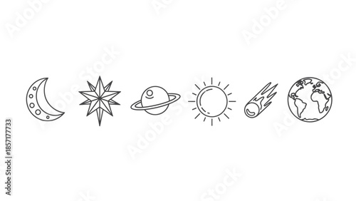 Collection of Celestial Bodies and Astronomical Icons.