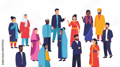 Diverse Group of People in Traditional and Modern Clothing, Unity, Culture