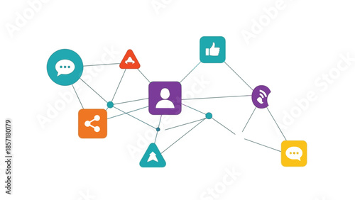 Social media network connections, communication and sharing concept