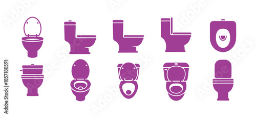 Toilet bowl icon, set apart on a white vector illustration
