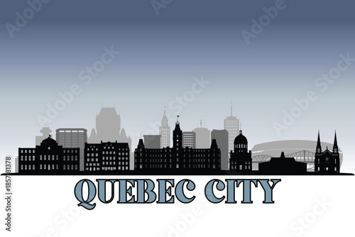 Wallpaper Mural Global city Quebec City shown in a detailed vector skyline with grey rainy sky Torontodigital.ca