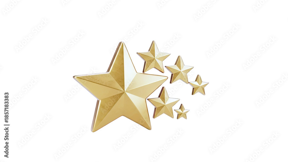 Fototapeta premium 3D Golden Stars Award Rating on transparent background