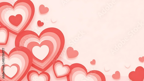 Pink and Red Layered Hearts Background for Valentine's Day and Romantic Celebrations