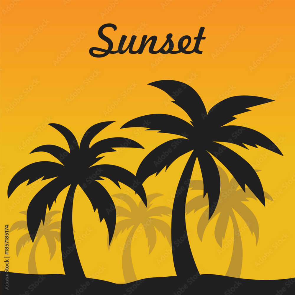 Obraz premium Tropical Sunset Palm Tree Landscape