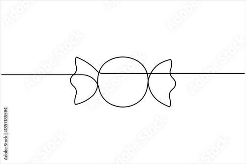 One continuous line art drawing of candy, Caramel and chocolate sweet in wrapper paper symbol for candy shop concept vector art illustration