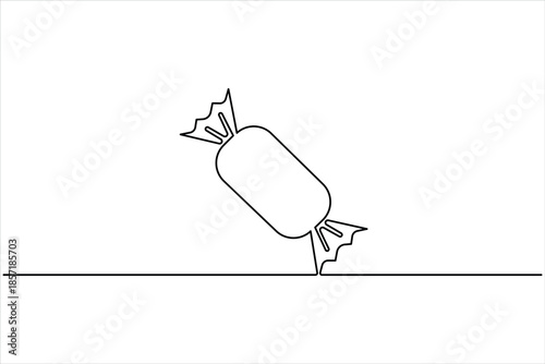 One continuous line art drawing of candy, Caramel and chocolate sweet in wrapper paper symbol for candy shop concept vector art illustration