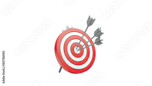 3D Target with arrows on transparent background