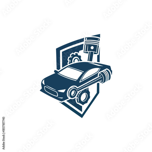 Car Repair Service Logo Design Illustration.