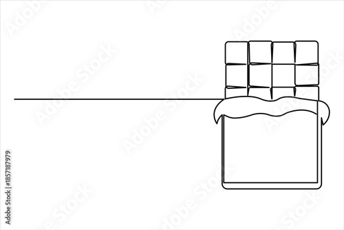 One continuous line art drawing of World Chocolate Day design vector illustration
