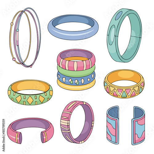 Collection of vibrant and colorful bangles and bracelets in various designs and styles