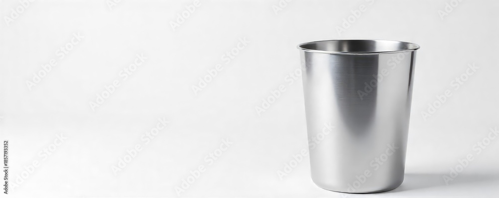 custom made wallpaper toronto digitalA stainless steel wastebasket, sleek and modern, sits empty against a clean white background, ready for disposal of trash and refuse , litter, metal container