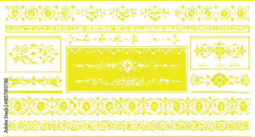 Set of vintage vector seamless floral patterns and decorative lace borders for wedding scrapbook paper and wallpaper design