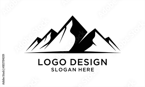 Bold Mountain Range Logo Design with Sharp Peaks and Valleys.