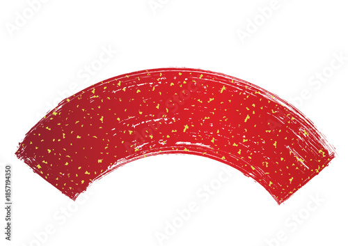 手書き筆タッチの細目扇形に金箔を散らしたフレーム/赤