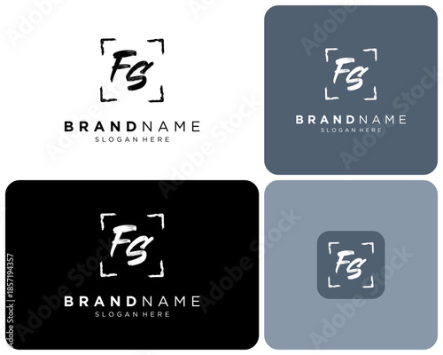 Initial Letter FS Monogram Photograph Frame Brush Stroke Art Vector Logo Design Illustration