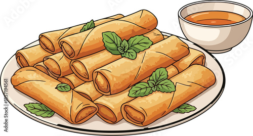 Crispy Spring Rolls with Dipping Sauce