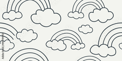 Seamless Abstract Cloud Shape Vector Background, Soft Rounded Forms for Calming Web Design