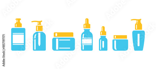 Illustration of a skin care bottle set. Beauty vector on a white canvas.

