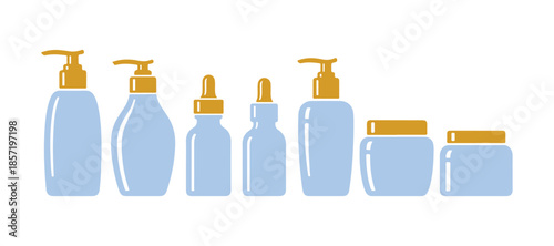 Icon of a skin care bottle set. Beauty vector illustration