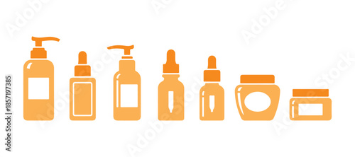 Icon of a skin care bottle set. Beauty vector illustration on a white background.