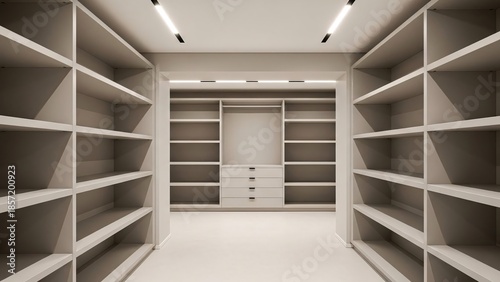Spacious Walk-In Closet with Ample Shelving and Storage Options