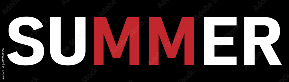 Fototapeta premium White and red lettering SUMMER text on black background