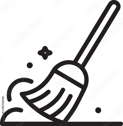 House Cleaning Broom Line Icon