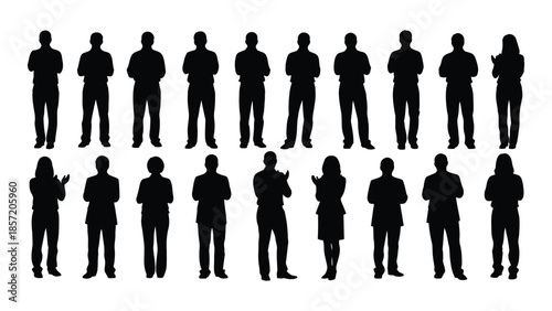 A collection of diverse human figures presented as a striking black silhouette