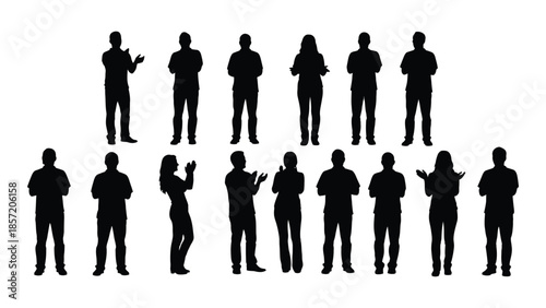 A collection of diverse human figures shown in black silhouette