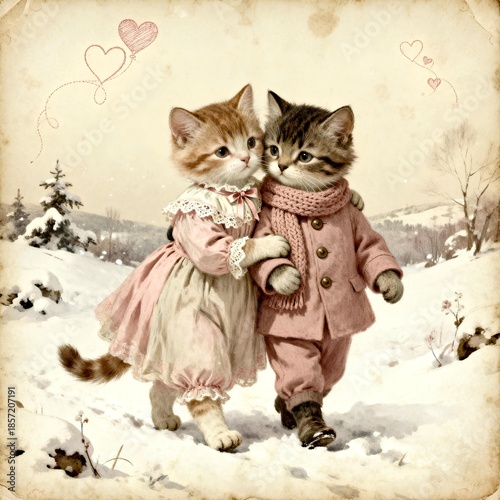 

2. Cat friendship


3. Winter scene


4. Love and companionship


5. Vintage illustration


6. Romantic animals


7. Snow landscape

