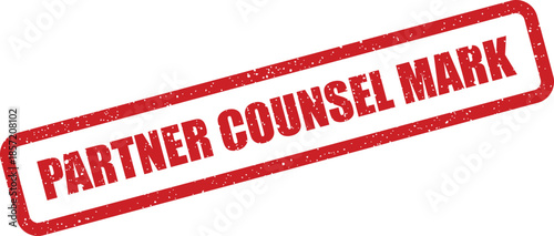Rectangular rubber stamp displaying partner counsel mark text, suitable for legal or advisory papers