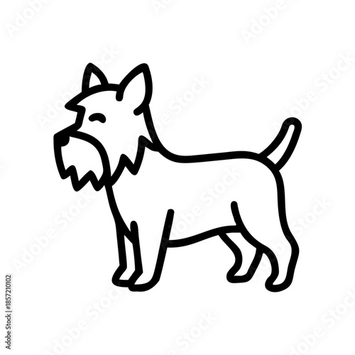 Pet. Animal. Simple line art icon of a dog. Schnauzer.