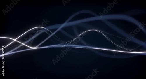 Futuristic Abstract Glowing Blue Neon Light Waves on Dark Background