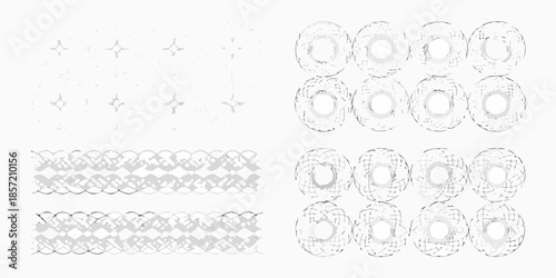 Abstract sketch of swirling lines and dotted patterns in grayscale