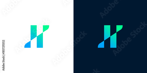 Minimalist abstract geometric logo design featuring intertwined lines in a cool gradient color palette