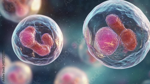 3d render embryonic stem cell in microscope 