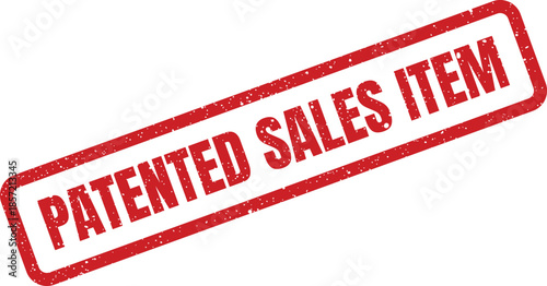Textured red grunge effect stamp displaying the words Patented Sales Item for commercial use