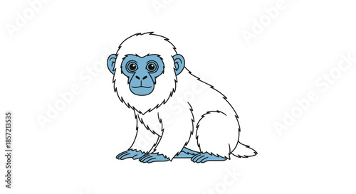 Cute white monkey illustration