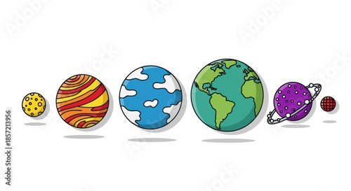 Colorful planets and space illustration