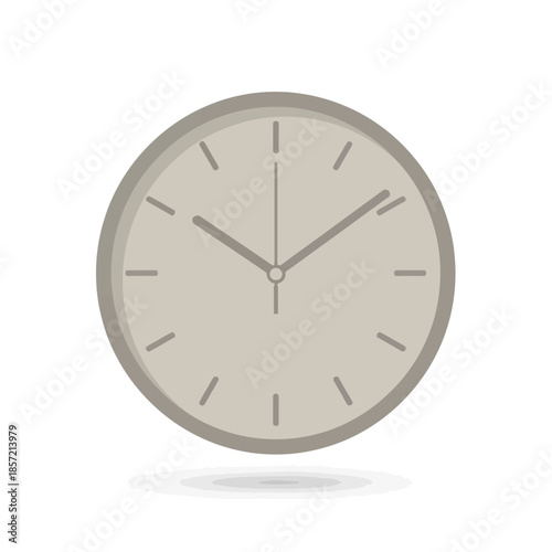 Minimalist analog clock face with shadow.