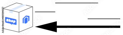 Online shopping. A package with online store branding, e-commerce and fast delivery. Online shopping revolutionizing supply chain, fast delivery, and retail experience. Usable for logistics, retail