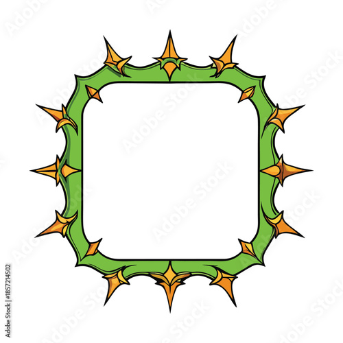 Elegant decorative frame of intertwined thorn branches, forming a border with sharp details and organic curves, perfect for gothic themes, dramatic designs, or symbolic artwork.
