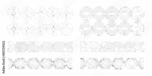 Intricate patterns of circular and floral designs on a white background