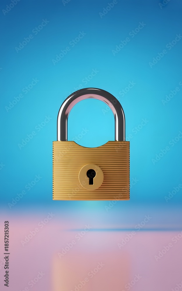 Naklejka premium Golden padlock on colorful background for security concepts