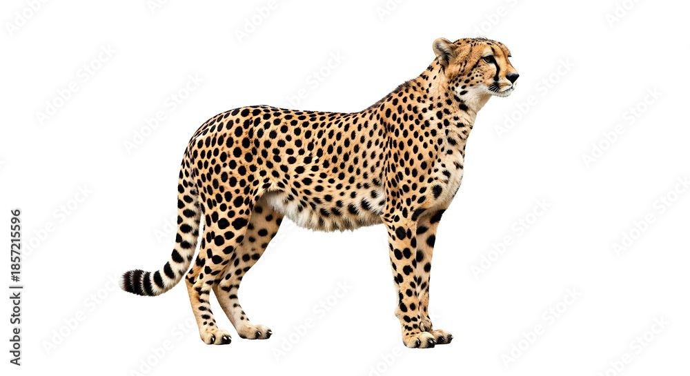 Fototapeta premium Cheetah Standing Isolated on White Background