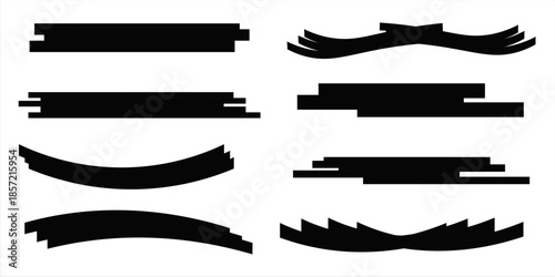 Black brush stroke set isolated on background. Paint brush stroke vector for ink paint, grunge design element, dirt banner, watercolor design, dirty texture.