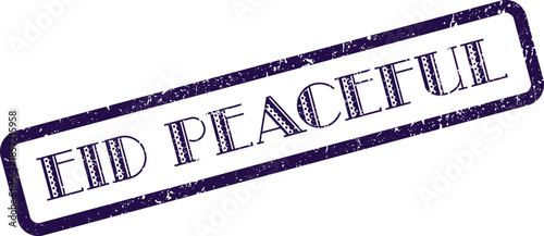 Deep purple rubber stamp expressing a peaceful sentiment for the Eid holiday period