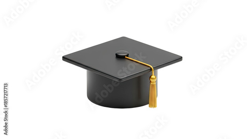 Graduation Cap with Gold Tassel Isolated on transparent background
