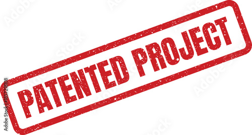 Textured red rubber stamp graphic displaying PATENTED PROJECT to denote protected initiative or intellectual property development